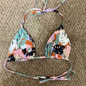 Multi color tropical print bikini top